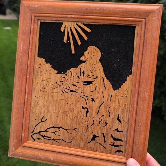Wooden Jesus Wall Hanging Framed - Picture 1 of 5